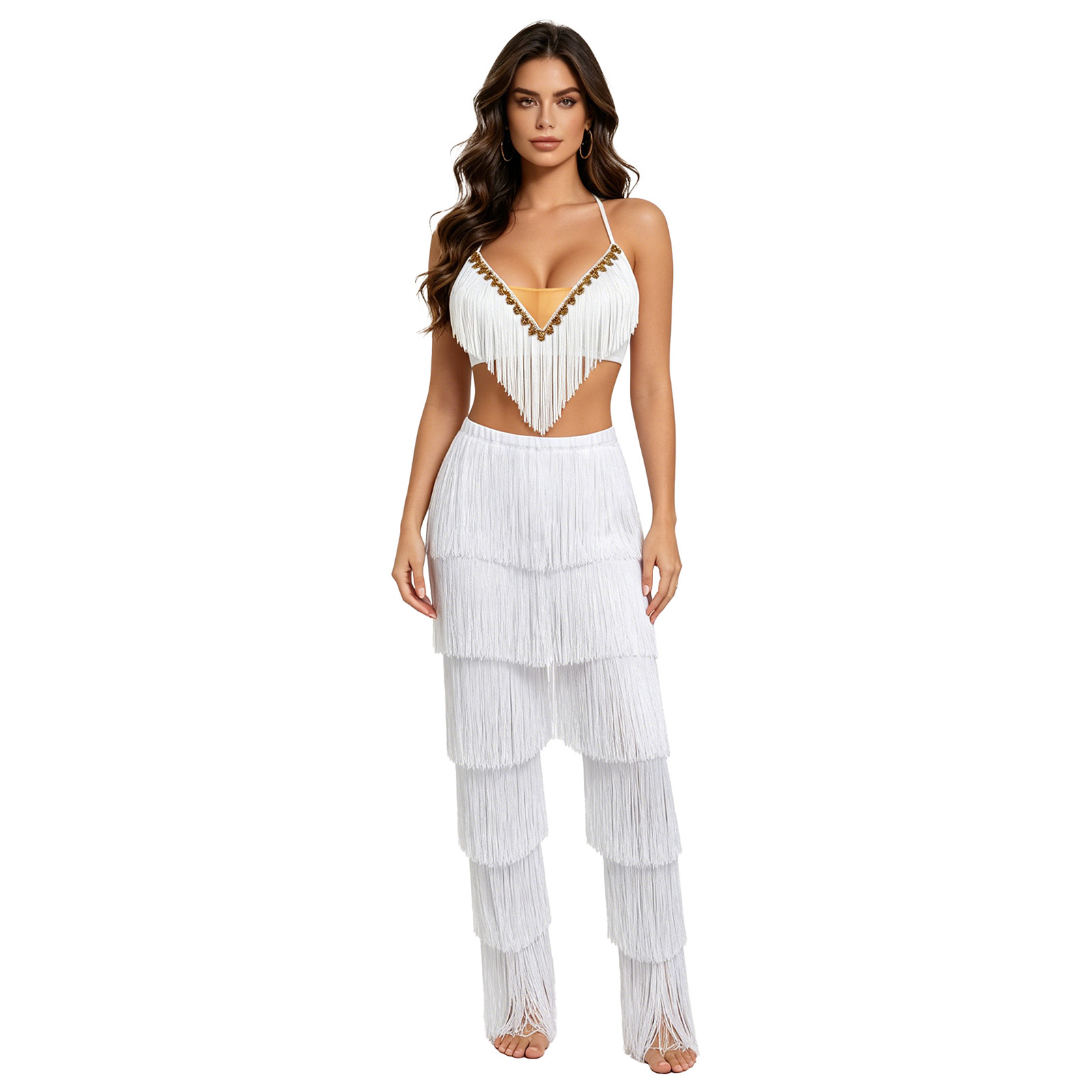 Women 2pcs Tassel Latin Dance  - Lace Bralette Set review and price