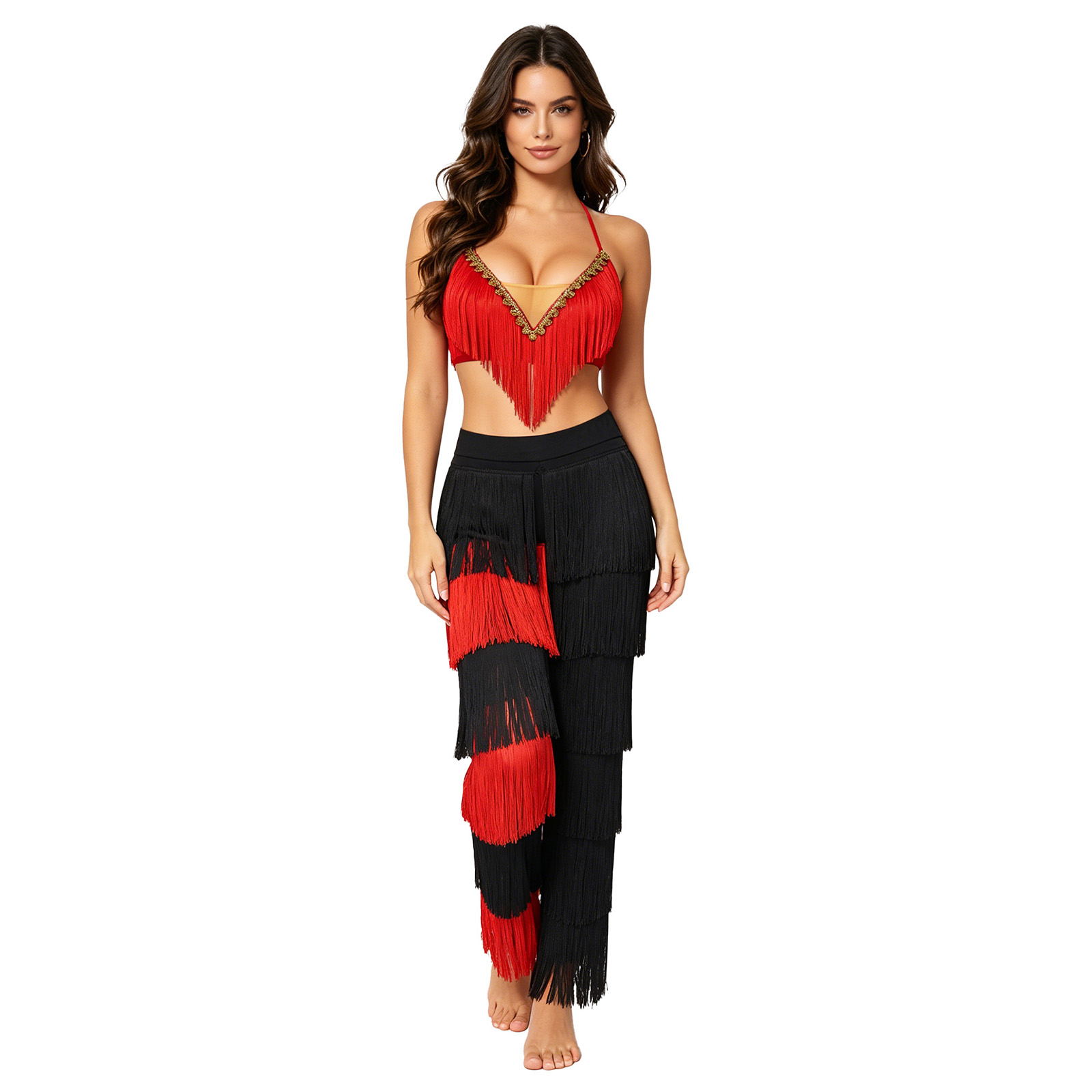 Women 2pcs Tassel Latin Dance  - Lace Bralette Set review and price